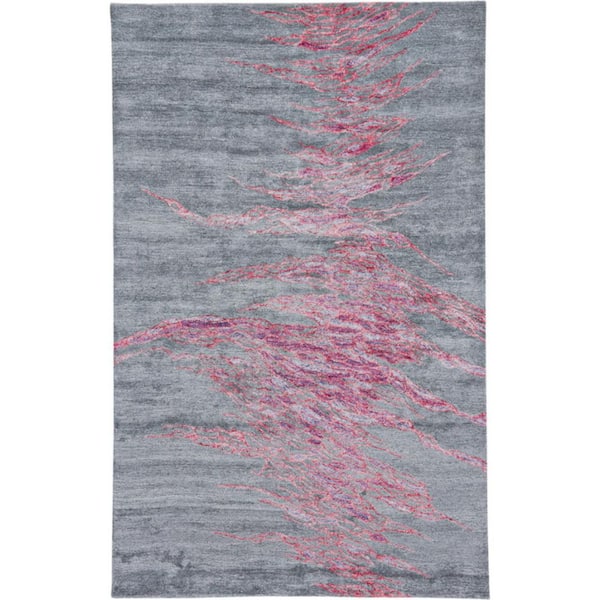 5 ft. x 8 ft. Red and Gray Abstract Hand Tufted Area Rug