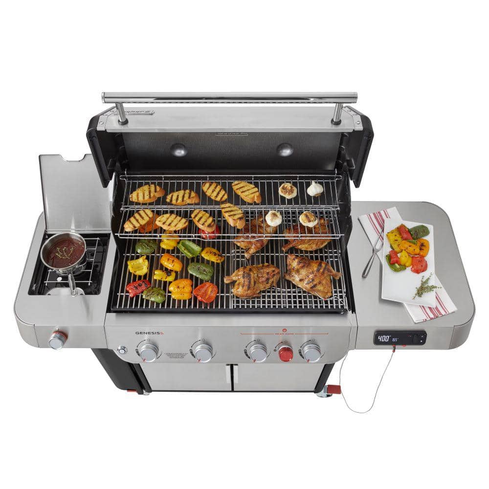 Stainless Steel 4-Burner Propane Gas Grill with Side Burner