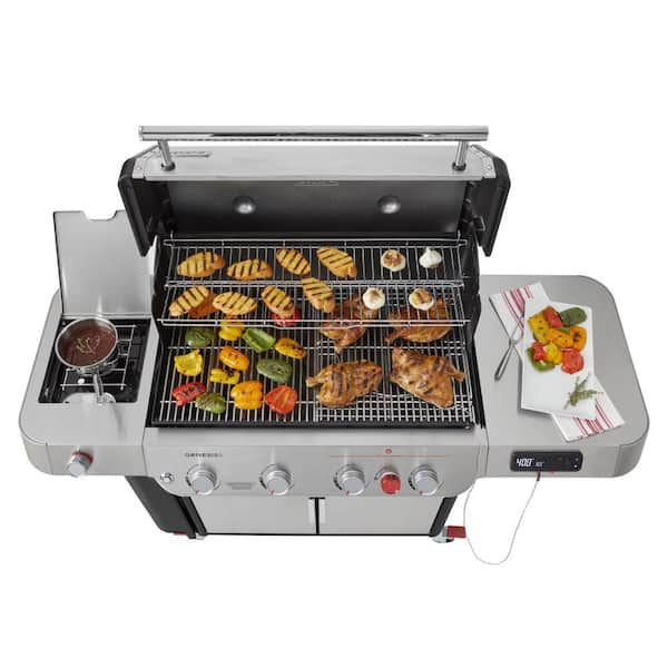 Genesis Smart SPX-435 4-Burner Liquid Propane Gas Grill in Stainless Steel with Side Burner