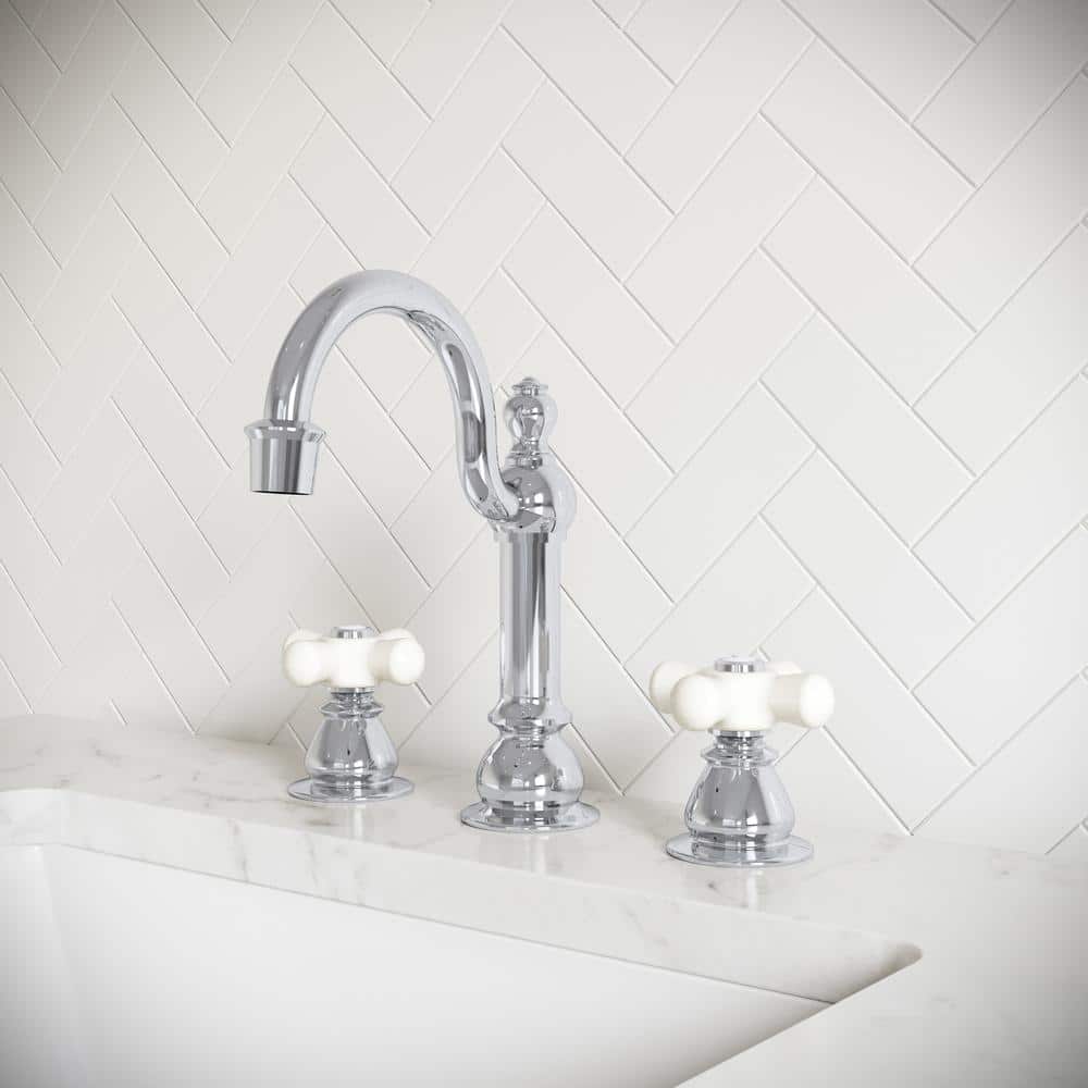 Classic Chrome Widespread Lavatory Faucet with Cross Handles