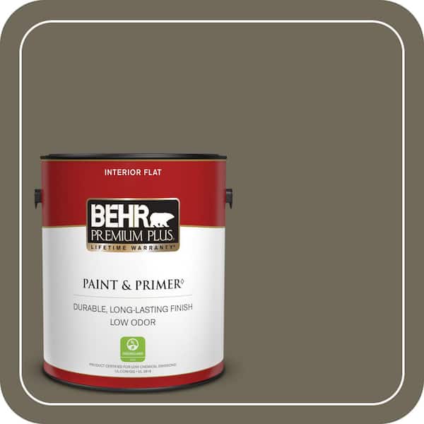 BEHR PREMIUM PLUS 1 gal. #770D-6 Sandwashed Driftwood Flat Low Odor Interior Paint & Primer