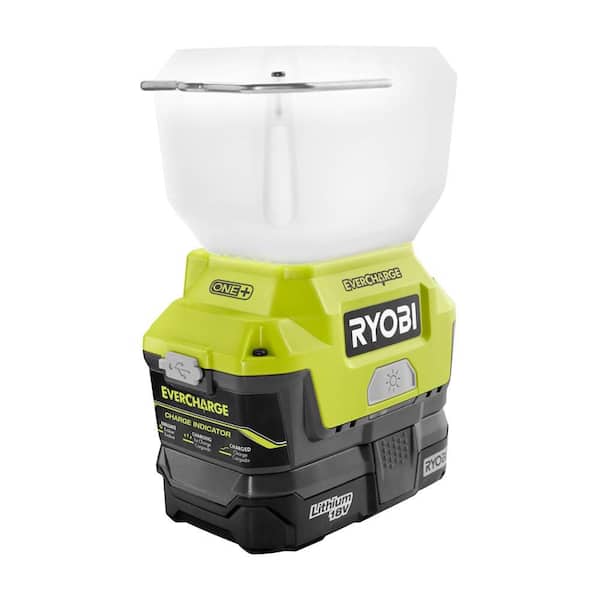 RYOBI ONE+ 18V Lithium-Ion Cordless EVERCHARGE LED Area Light with (1) 1.3 Ah Battery and (1) Wall Mount Adaptor Charger