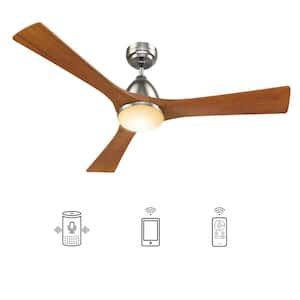Antrim 52 in. Integrated LED Indoor/Outdoor Nickel Smart Ceiling Fan with Light and Remote, Works with Alexa/Google Home