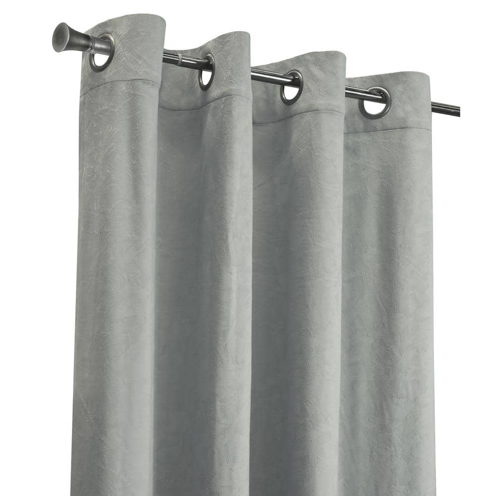 Bristol Gray Velvet Room-Darkening Grommet Curtain Panel 52" x 84"