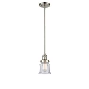 Canton 1 Light Brushed Satin Nickel Schoolhouse Pendant Light with Clear Glass Shade