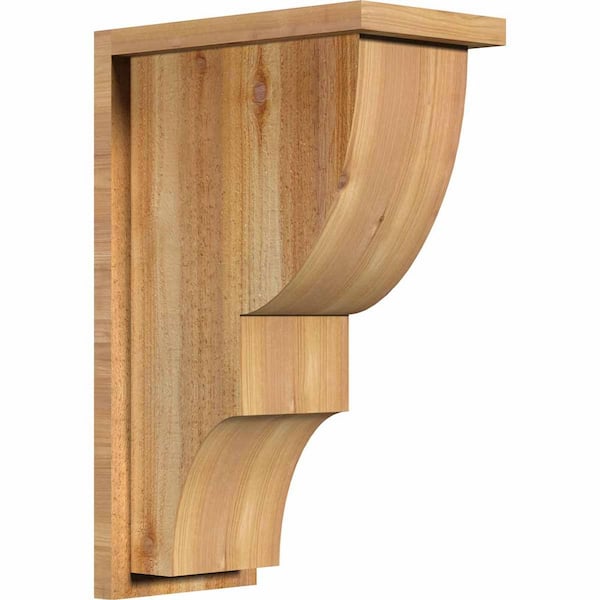 Ekena Millwork 8 in. x 14 in. x 22 in. Western Red Cedar Ridgewood Rough Sawn Corbel with Backplate