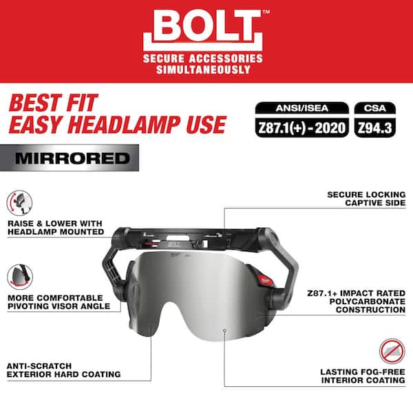 Milwaukee BOLT Mirrored Dual Coat Lens Eye Visor 48-73-1419 Milwaukee BOLT Mirrored Dual Coat Lens Eye Visor 48-73-1419