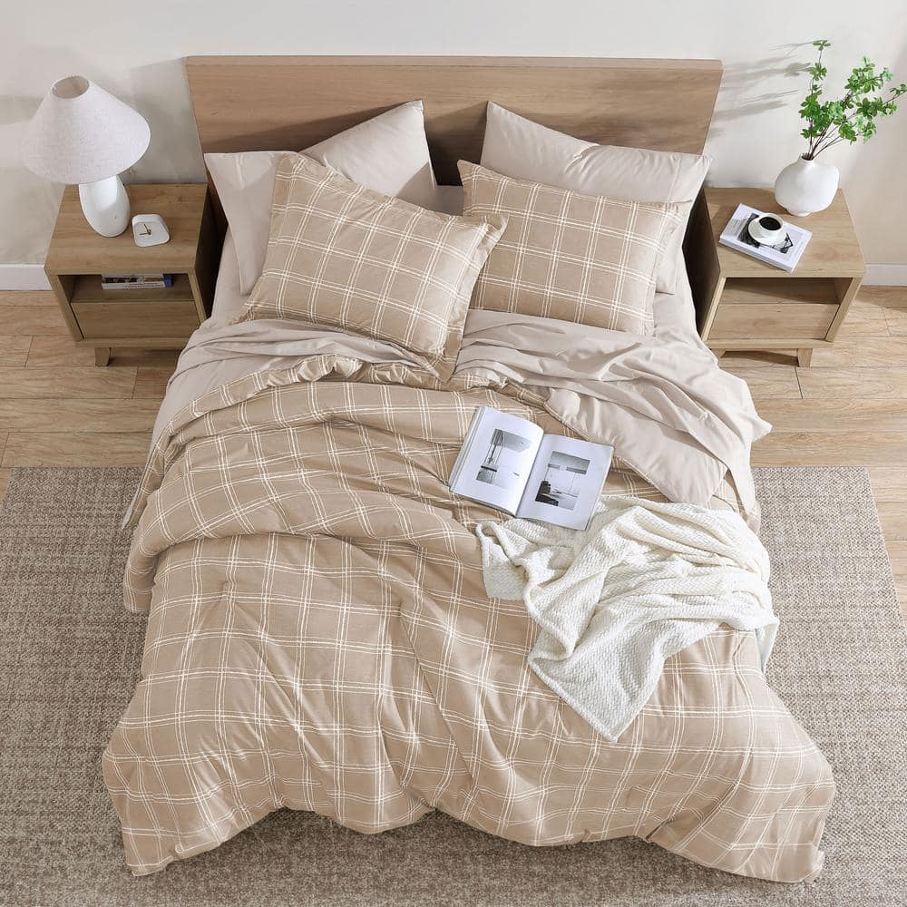King Taupe Reversible Down Alternative Microfiber Bed in a Bag Set
