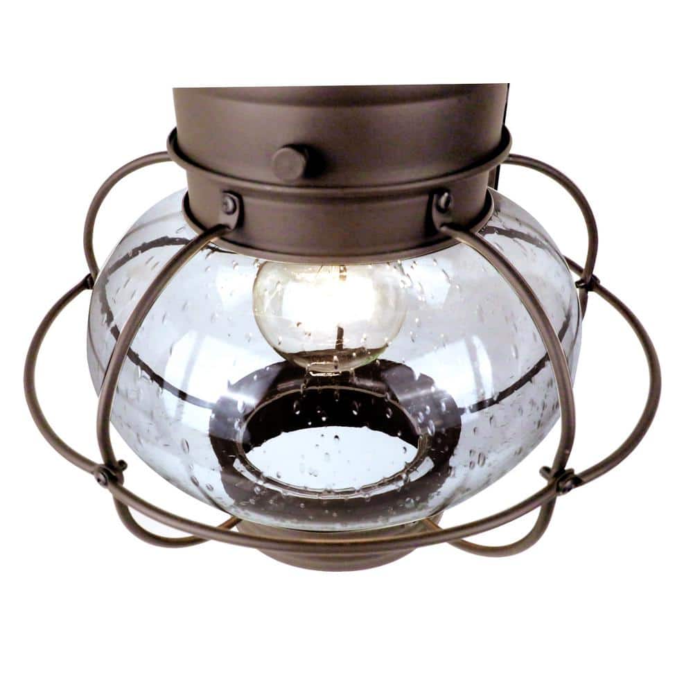 Rustique Bronze 18" Direct Wired Outdoor Lantern in Clear Seedy Glass