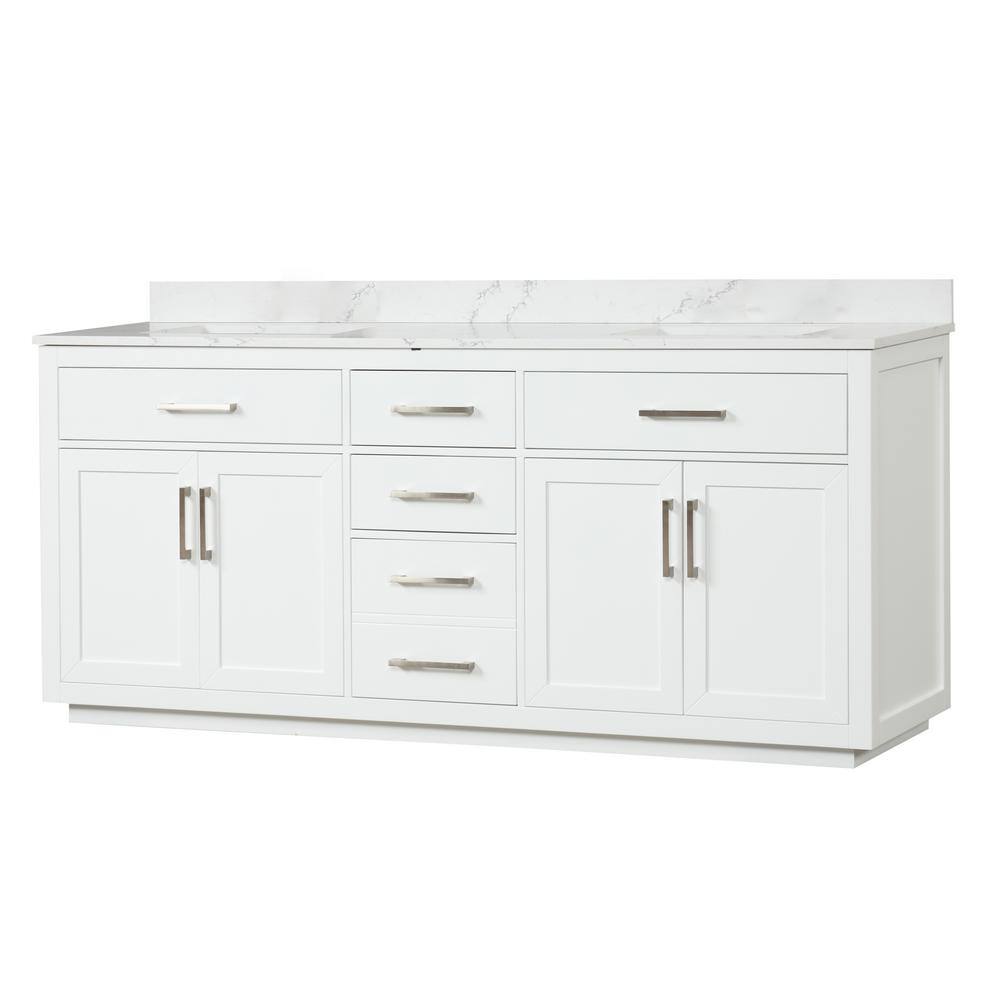 80 in. W x 22 in. D x 36 in. H Freestanding Bath Vanity in White with White