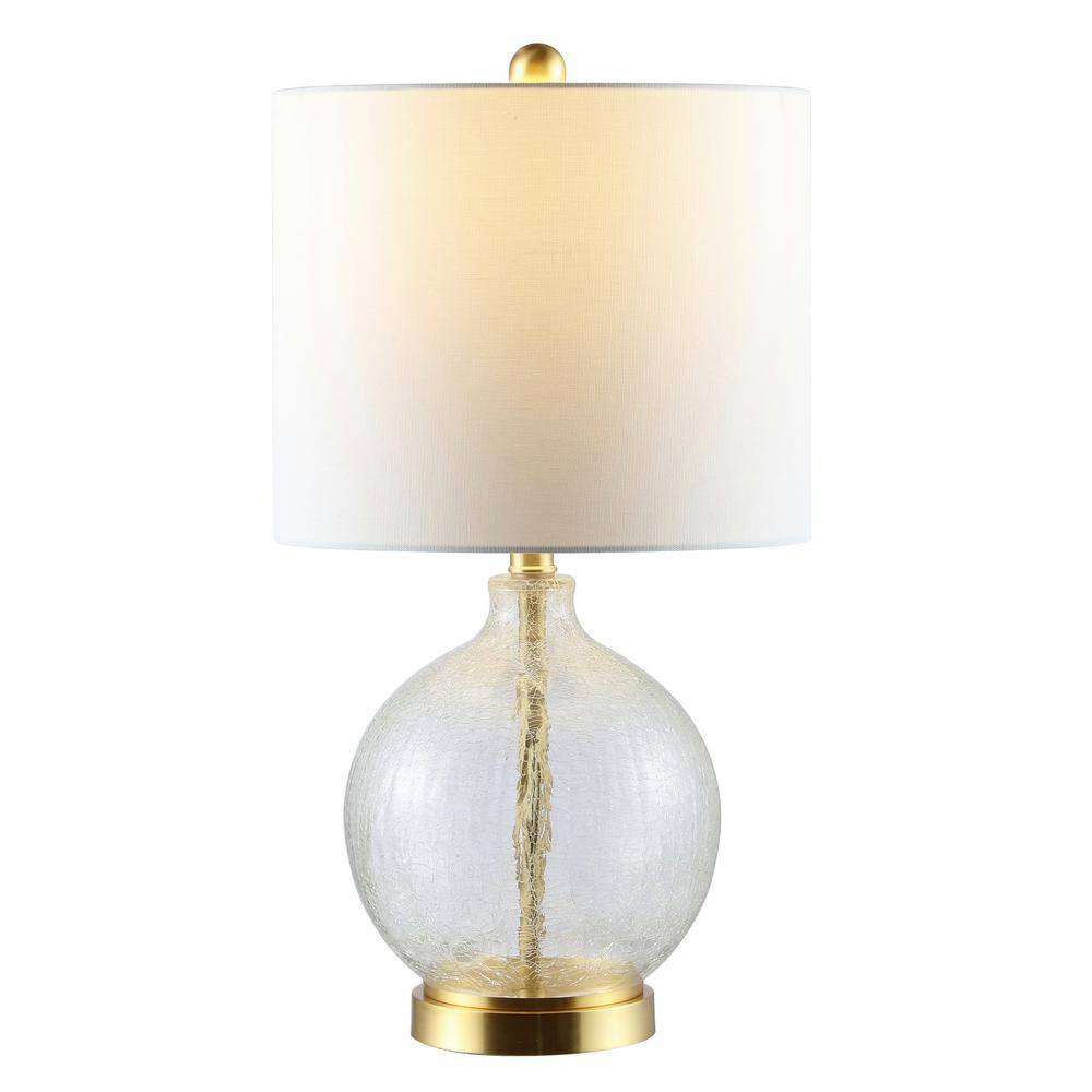 Lovell 23" Clear Glass and Gold Table Lamp with White Shade