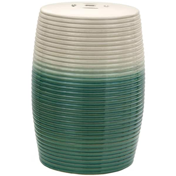 Beige & Green Porcelain Ottoman