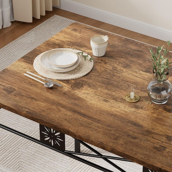 VECELO 5-Piece Dining Table Set Wooden Kitchen Table 1 Table 4