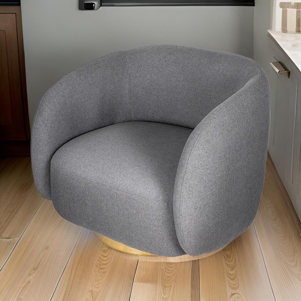 Benjara Eros Gray and Gold Fabric Side Chair