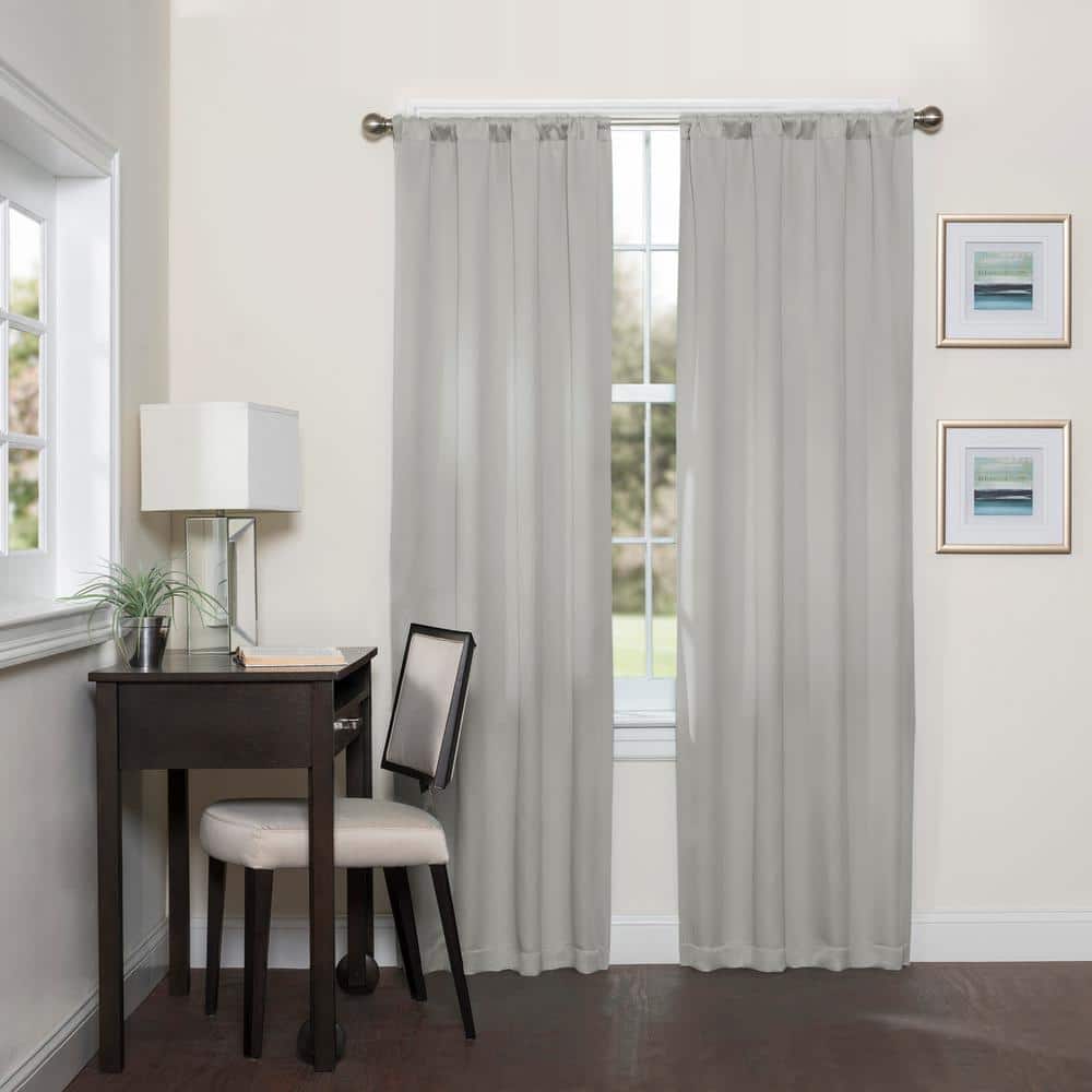 Gray Polyester Blackout Rod Pocket Curtain Panel