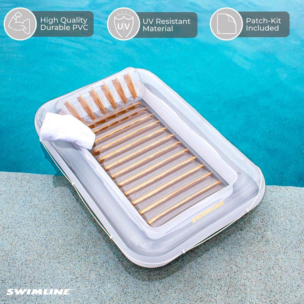 Pearlized White and Gold Inflatable Suntan Tub Lounger