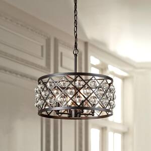 Pennington Crest 4-Light Antique Bronze Pendant with Solid Crystal Spheres