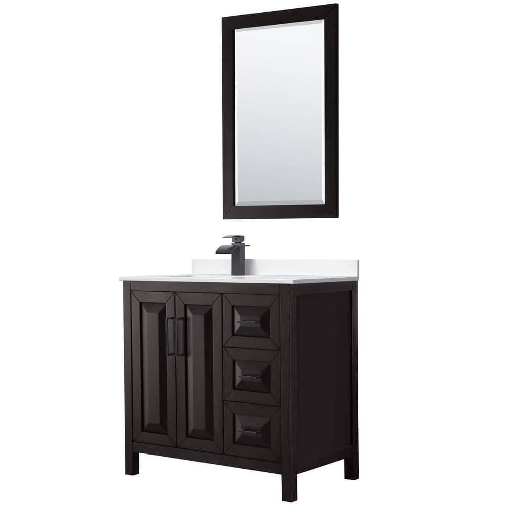 Daria 36 in. W x 22 in. D x 35.75 in. H SGL Bath Vanity in Dark Espresso with White Cultured Marble Top 4 in. Mirror price history on PriceWatchPro