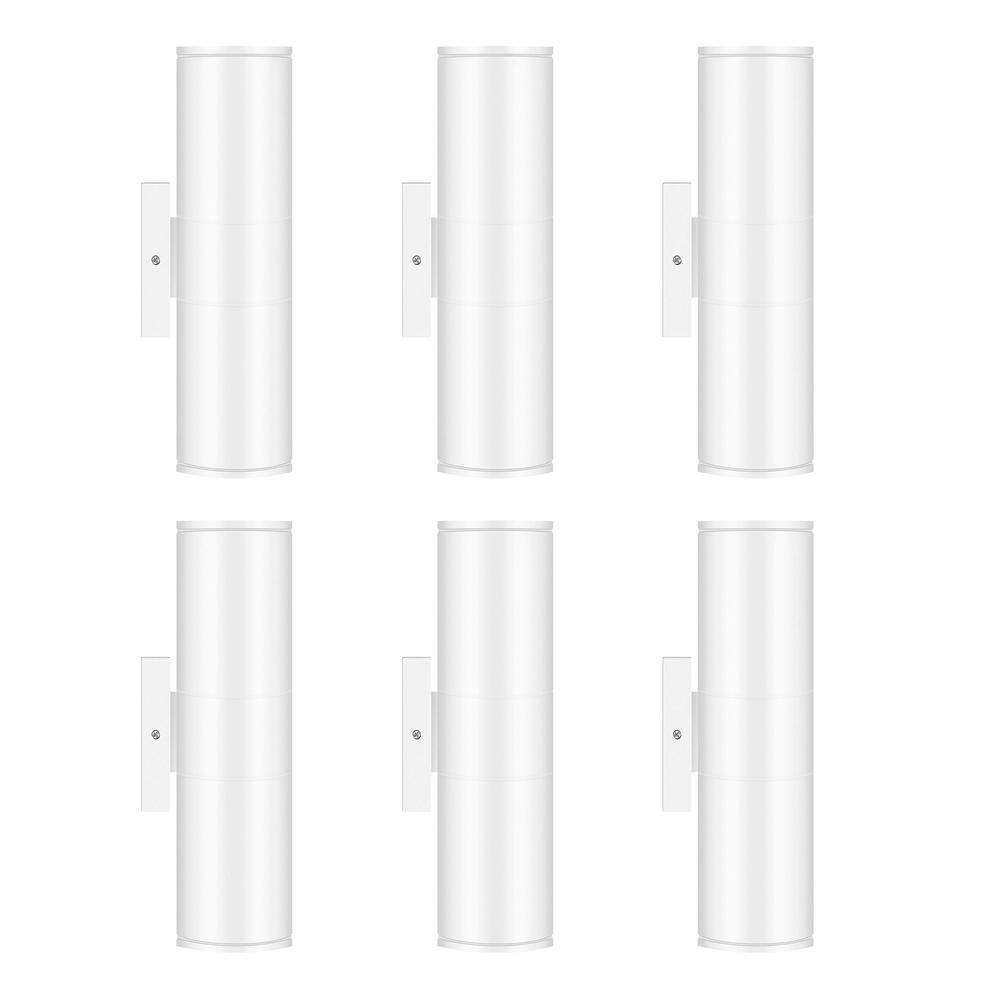 11.5 in. White Aluminum Modern Indoor and Outdoor Cylinder LED Wall Lantern Scone (Set of 6) price history on PriceWatchPro