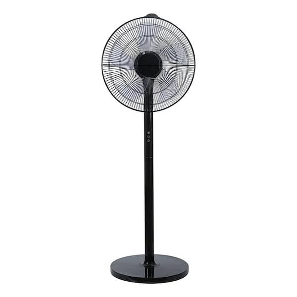 Edendirect 14.5 in. 12-Fan Speeds Pedestal Fan in Black with 90° Wide Oscillation, Remote Control, Timer