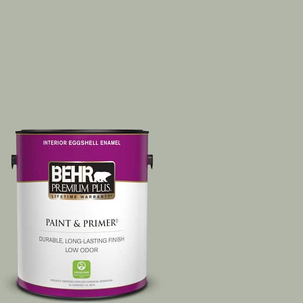 BEHR PREMIUM PLUS 1 gal. #ICC-56 Green Tea Eggshell Enamel Low Odor Interior Paint & Primer