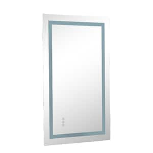 White 24 in. W x 36 in. H LED Rectangle Metal Framed Wall Mirror