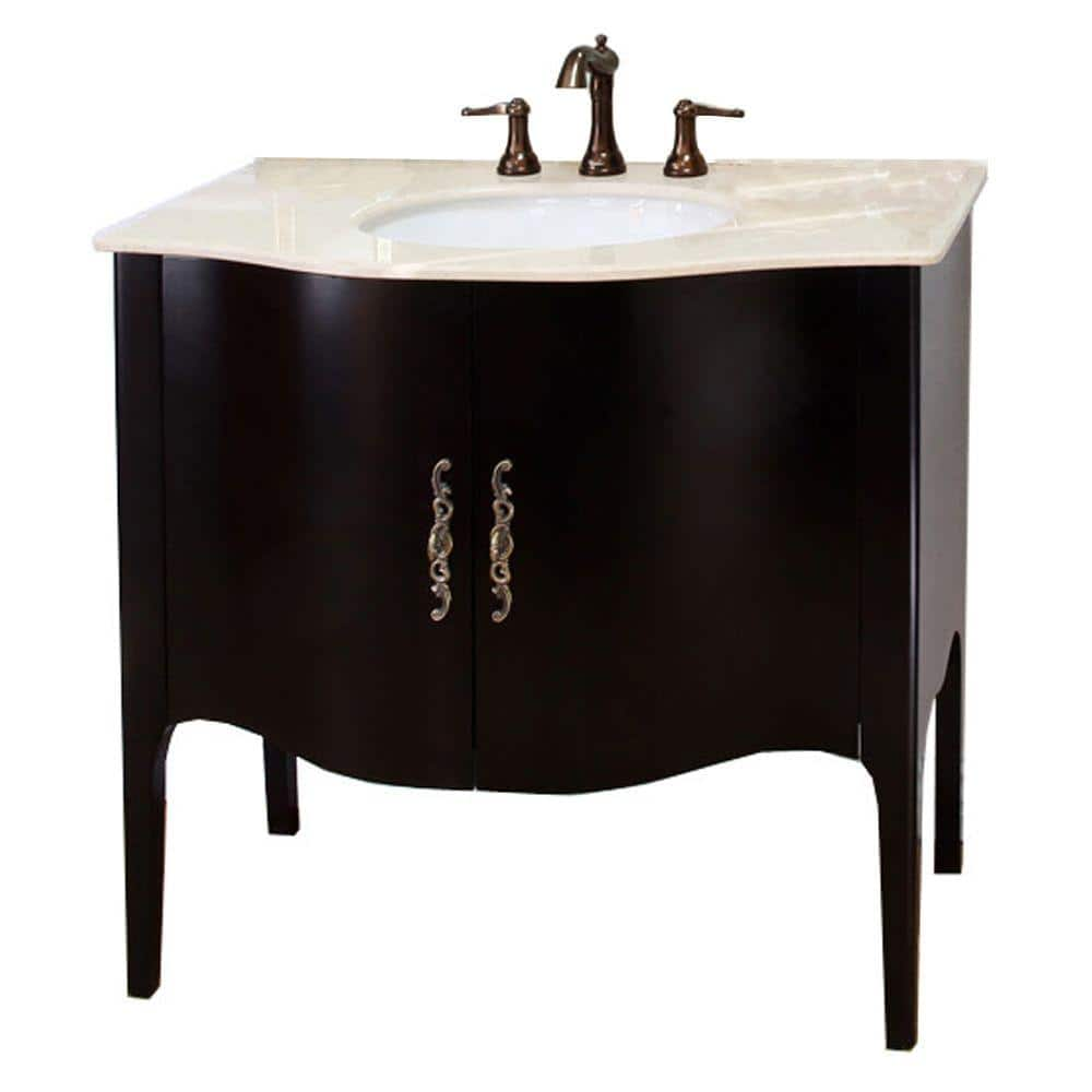 Chateau 36 in. W x 22 in. D x 36 in. H Single Sink Vanity Espresso with Cream Marble Top -  Bellaterra Home, 203037-ES