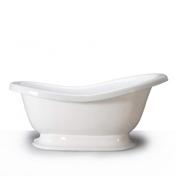 American Bath Factory 71 in. AcraStone Slipper Pedestal Flatbottom Non-Whirlpool Bathtub in White