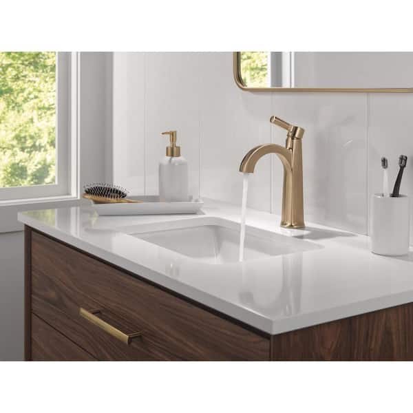 Lorna Gold Single Handle Single Hole Bathroom Faucet with Drain Kit Included in Champagne Bronze