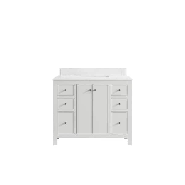 Willow Collections Chicago 42 in. Single Sink Freestanding White Bath Vanity with Empira White Qt. Top Unassembled