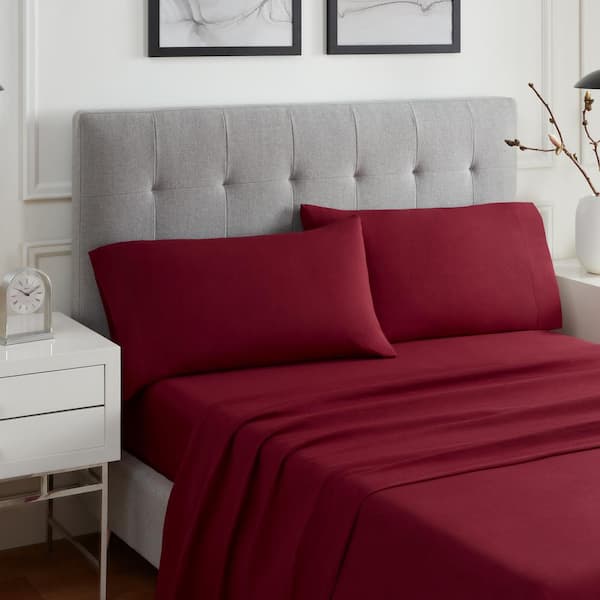 Eclipse Sleep Solutions Solis 4-Piece Rumba Red Solid Polyester Full Cooling Sheet Set