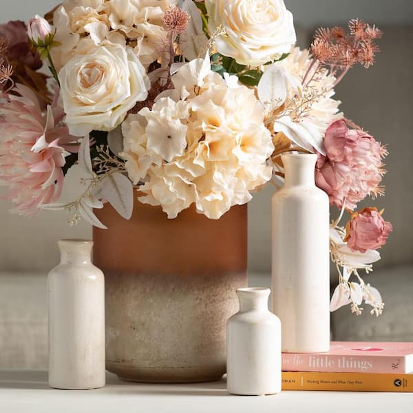 Afoxsos 3-Piece White Farmhouse Ceramic Table Top Vase for Home Decor SNPH028IN021