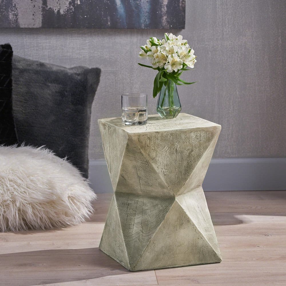 Manuel Light Gray Lightweight Concrete Hourglass Accent Table