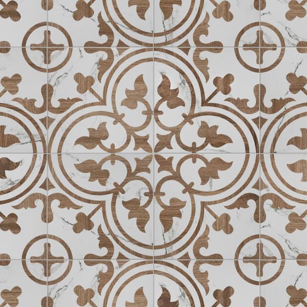 SomerTile Llama Arte Loire Verso Noce x 9-3/4 Porcelain Floor and Wall Tile, Brown