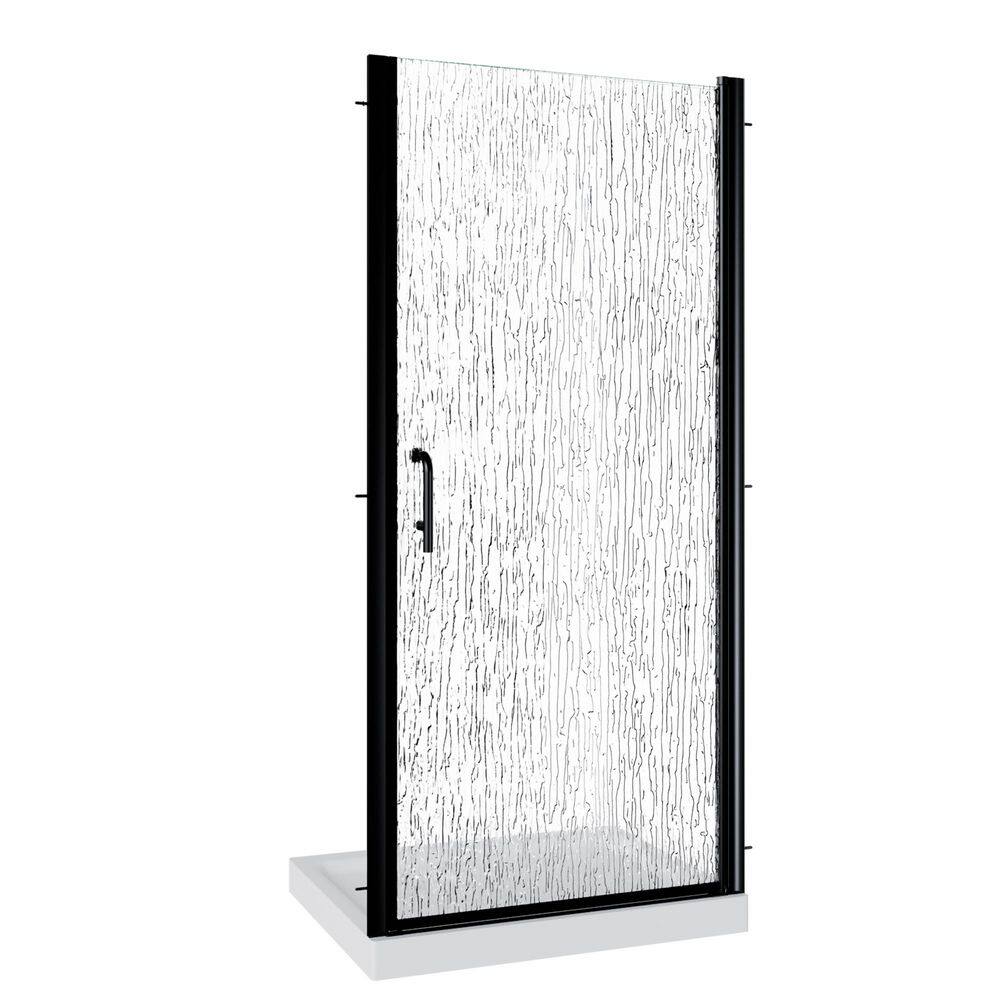 34-36 in. W x 72 in. H Semi-Frameless Pivot Shower Door in Black with Rain Glass price history on PriceWatchPro