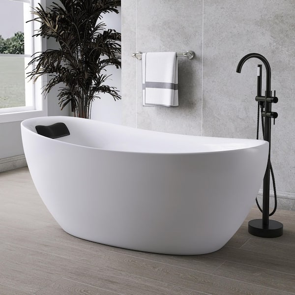71 in. x 31.5 in. Acrylic Flatbottom Freestanding Whirlpool Bathtub in White with Removable Black Gel Pillows