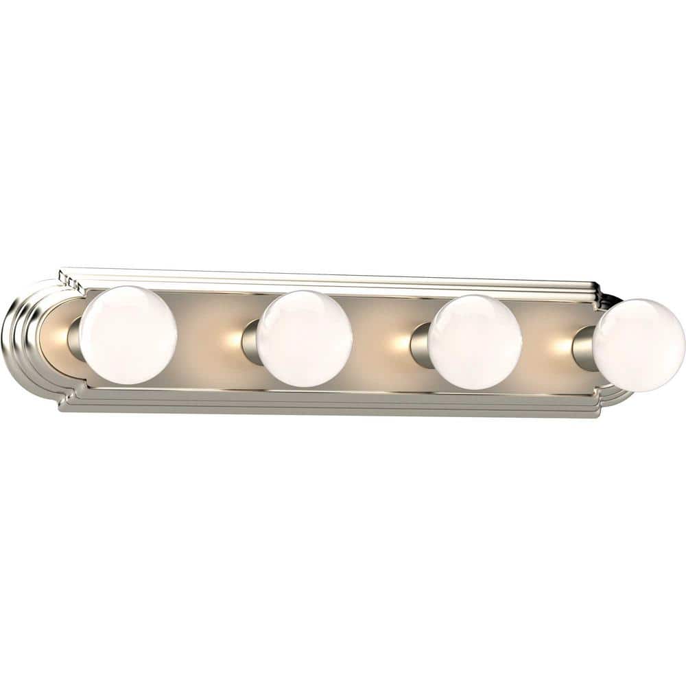 4-Light Indoor Brushed Nickel Movie Beauty Makeup Hollywood Bath or Vanity Light Bar Wall Mount or Wall Sconce price history on PriceWatchPro