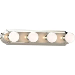 4-Light Indoor Brushed Nickel Movie Beauty Makeup Hollywood Bath or Vanity Light Bar Wall Mount or Wall Sconce