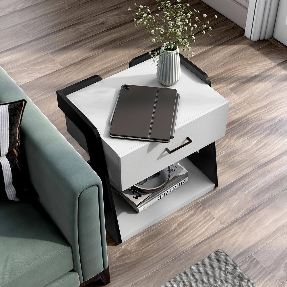 Oakley White and Black Composite Coffee and End Table Set