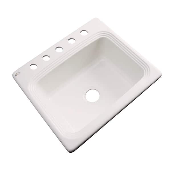 Thermocast Rochester Drop-In Acrylic 25 in. 5-Hole Single Bowl Kitchen Sink in Almond