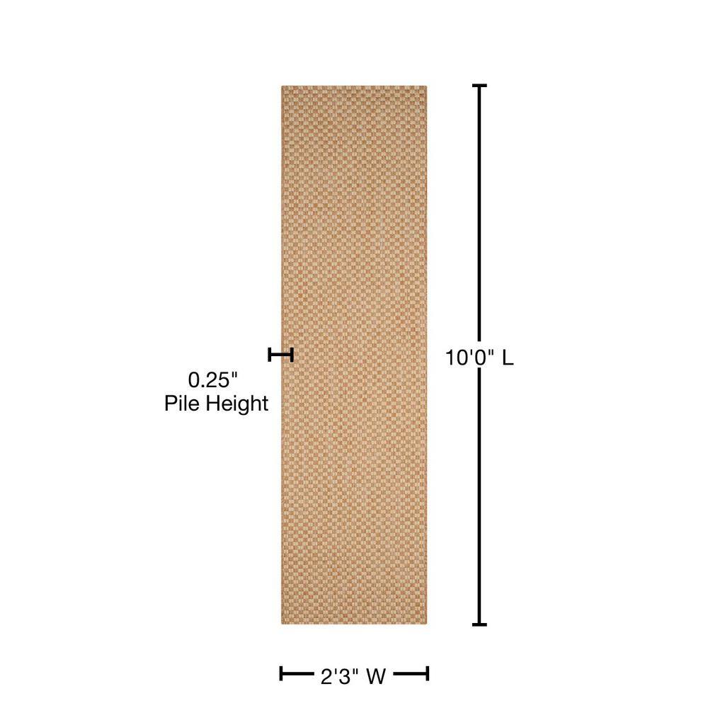 Natural Cream Synthetic Non-slip Indoor/Outdoor Runner Rug 2'3" x 10'
