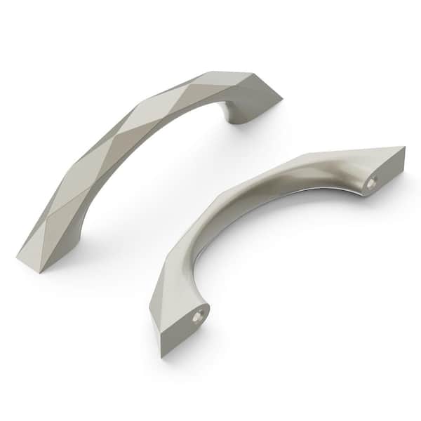 HICKORY HARDWARE Karat Collection Cabinet Pull 3 in. (76 mm) Center to Center Satin Nickel Finish Modern Zinc Arch Pull (1-Pack)