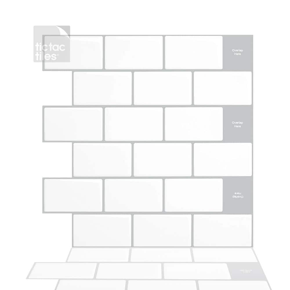 Tic Tac Tiles Subway Mono White 12 In W X 12 In H Peel And Stick Decorative Mosaic Wall Tile Backsplash 10 Tiles Hd Bbw54 10 The Home Depot