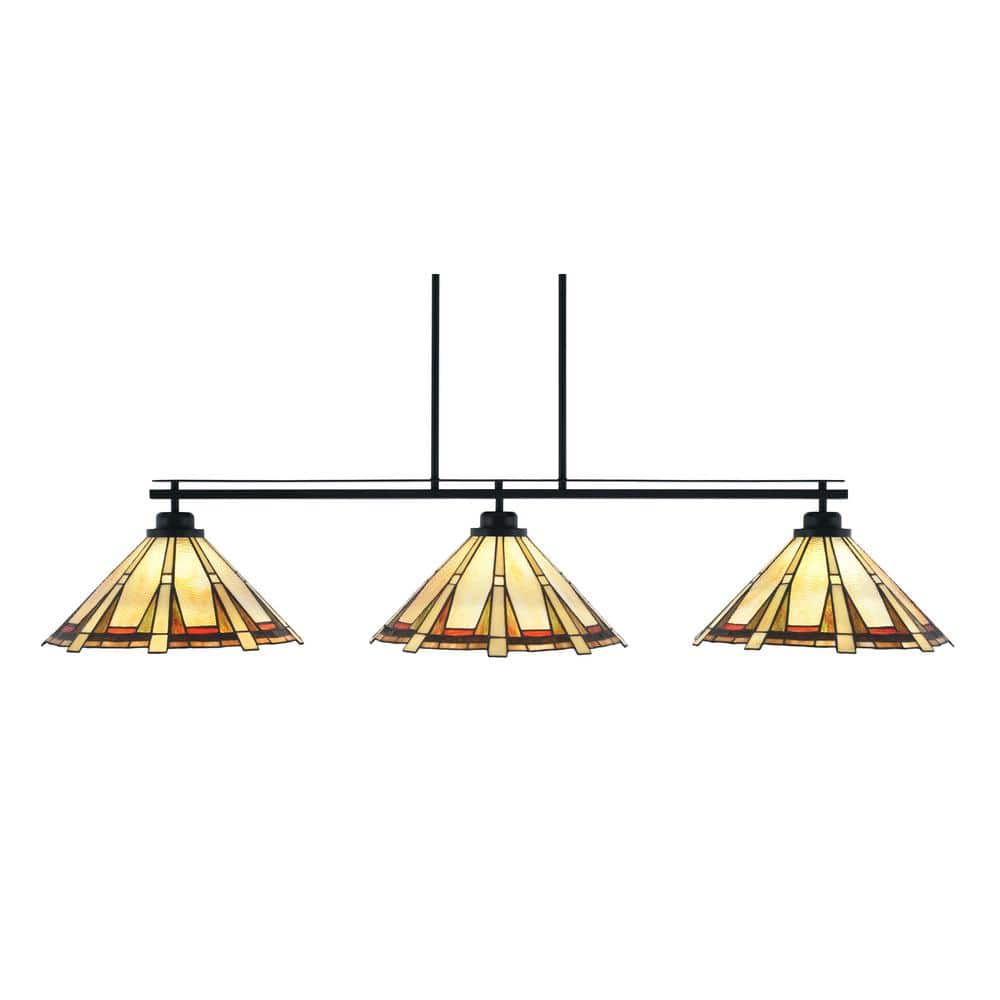 Monroe 3-Light Billiard Light, Round Fitter, Matte Black Finish, 16 in. Zio