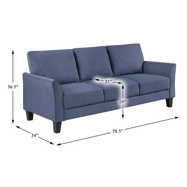 Lazzara Tesoro 78.5 in. W Flared Arm Textured Fabric Rectangle
