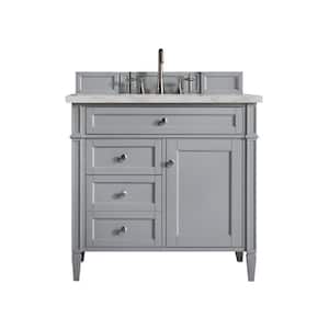 Brittany 36.0 in. W x 23.5 in. D x 34.0 in. H Single Bathroom Vanity in Urban Gray with Victorian Silver  Quartz Top