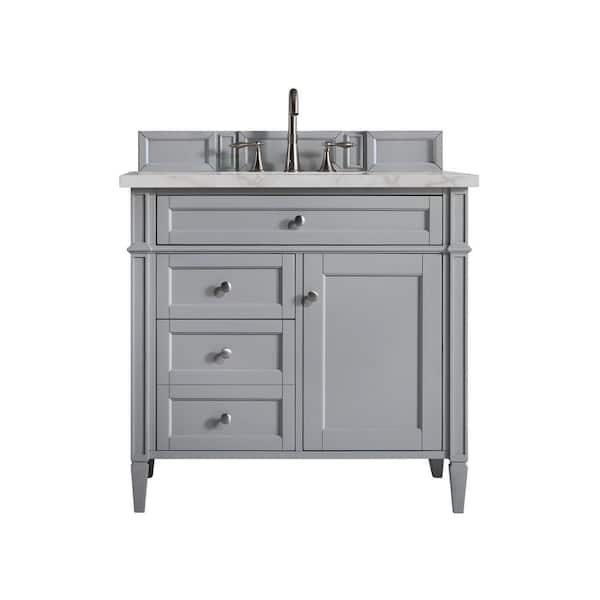 James Martin Vanities Brittany 36.0 in. W x 23.5 in. D x 34.0 in. H Bathroom Vanity in Urban Gray with Victorian Silver Silestone Quartz Top