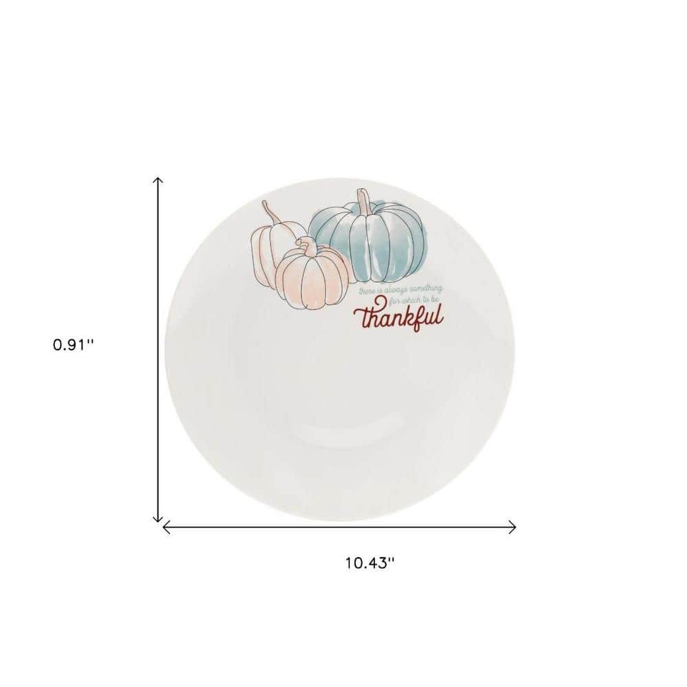 White and Multicolor Porcelain Round Fall Serving Platter
