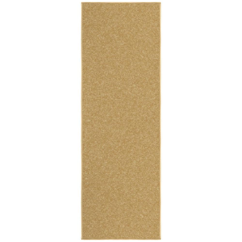 Beige Polyamide Non-Slip Rubberback Runner Rug for Kitchen
