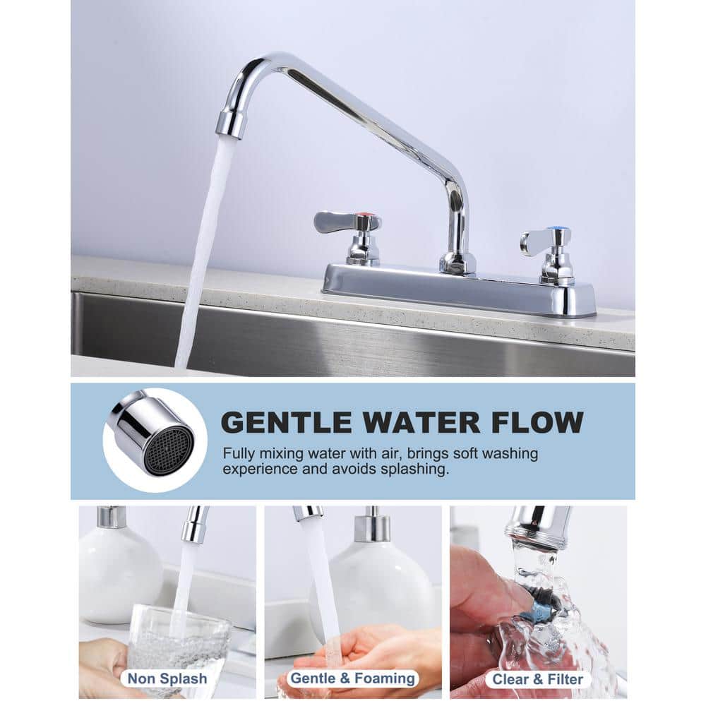 Polished Chrome Dual Handle Kitchen Faucet with Swivel Spout